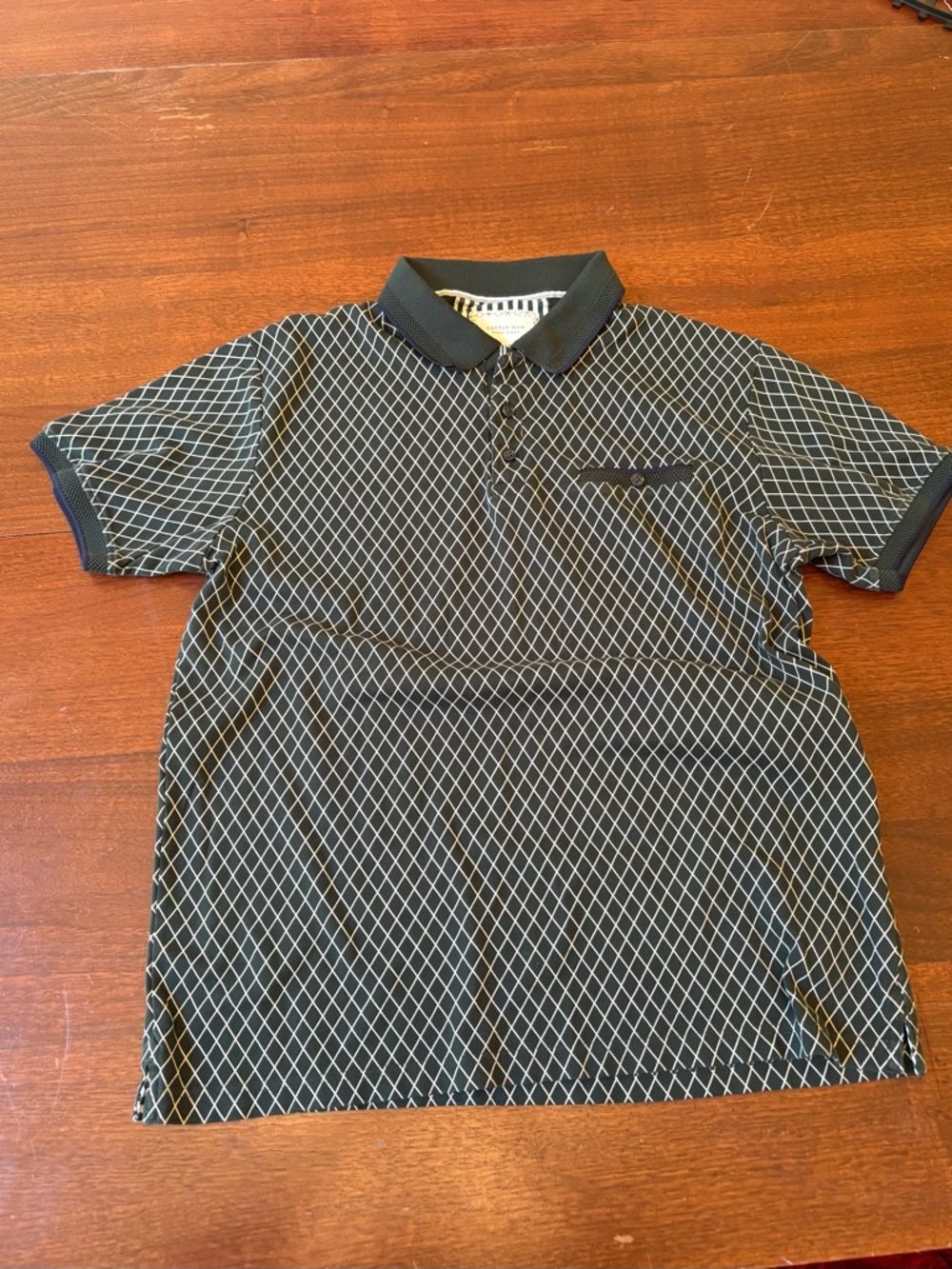 Cactus Man Ricky Singh Polo Shirt Green with Diamond Print Size Medium